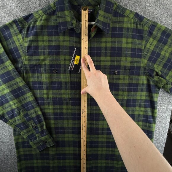 NWT Roundtree & Yorke THICK Flannel Button Up XLT Tall Green Plaid Heavyweight - Picture 3 of 16